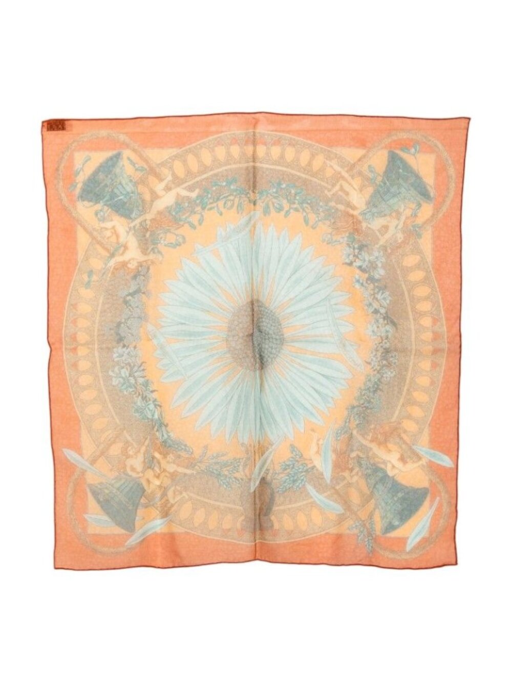 Hermes Carre 45 Amore Amours Scarf Orange Multicolor Silk - Picture 1 of 7